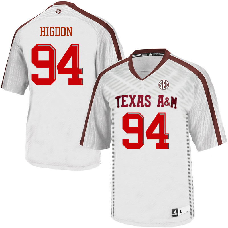Men #94 Spencer Higdon Texas A&M Aggies College Football Jerseys Sale-White